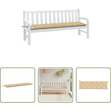 Cojín exterior -  Cojín para banco de jardín tela beige melange 180x50x7 cm