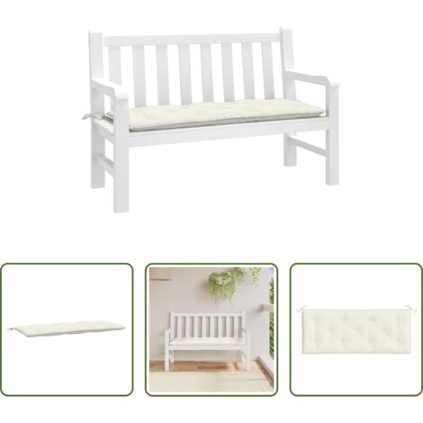 Cojín exterior -  Cojín para banco de jardín tela crema melange 120x50x7 cm