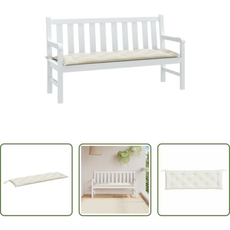 Cojín exterior -  Cojín para banco de jardín tela crema melange 150x50x7 cm