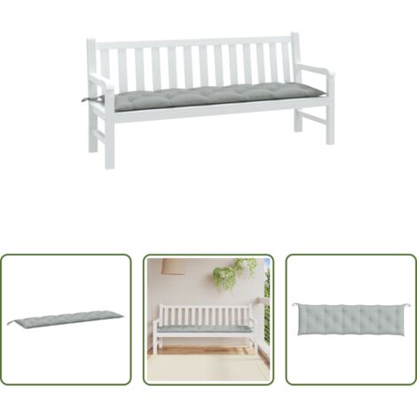 Cojín exterior - Cojín para banco de jardín tela gris claro melange 180x50x7 cm