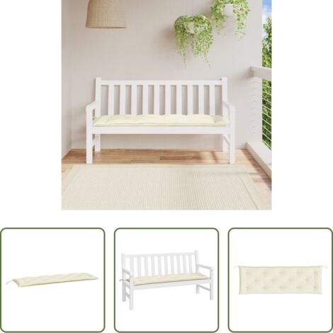 Cojín exterior -  Cojín para banco de jardín tela Oxford crema 150x50x7 cm