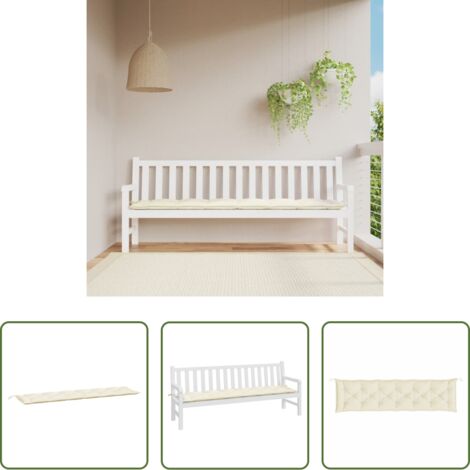 Cojín exterior -  Cojín para banco de jardín tela Oxford crema 200x50x7 cm