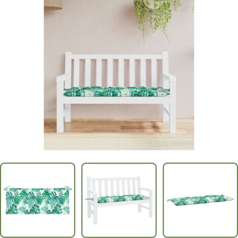 Cojín exterior -  Cojín para banco jardín tela Oxford estampado hojas 120x50x7 cm