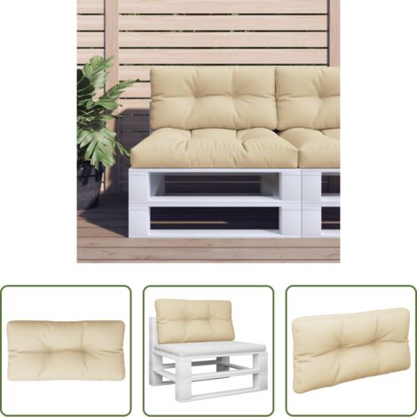 Cojín exterior -  Cojín para sofá de palets de tela beige 80x40x12 cm