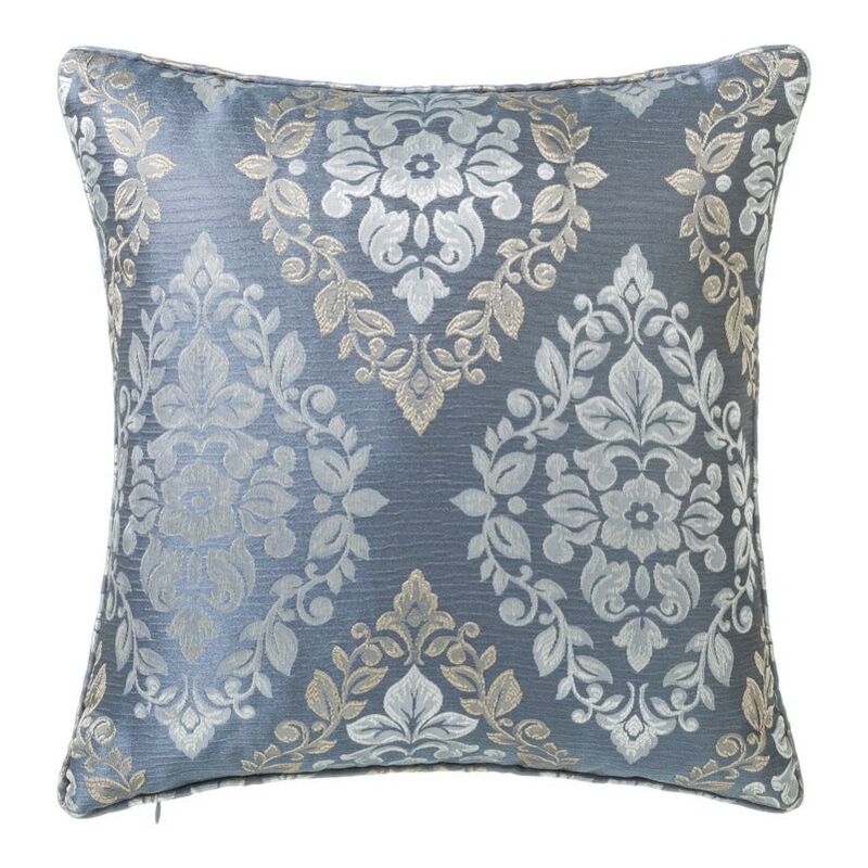 

Cojín floral cuadrado azul clásico Jacquard de poliéster de45x45 cm