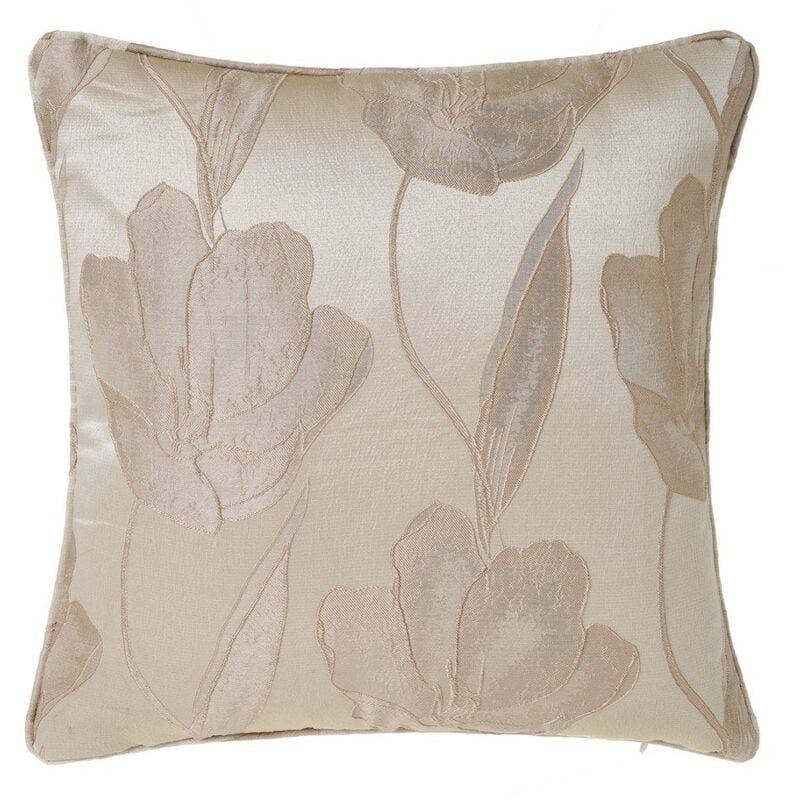 

Lolahome - Cojín flores beige de Jacquard de 50x50 cm