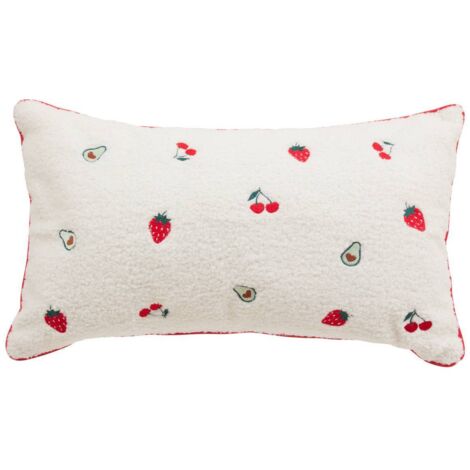 Cojín Fraci Fruits 50x30cm Blanco y Rojo - Atmosphera créateur d'intérieur