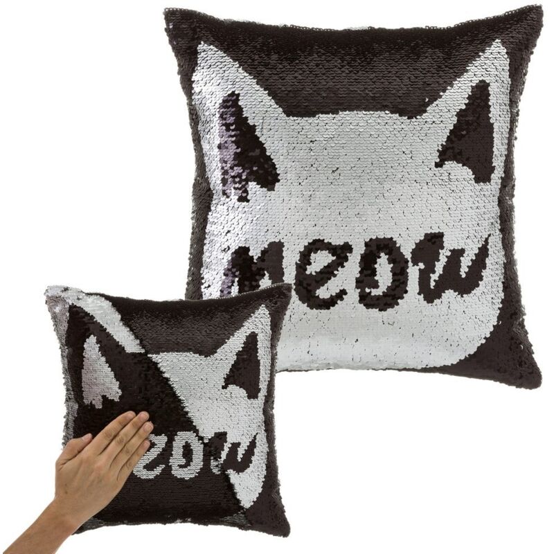 

Cojín gato negro moderno de lentejuelas de 40x40 cm