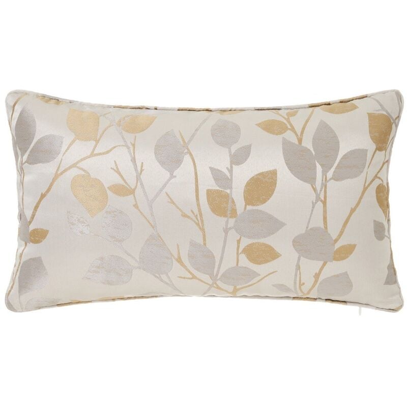 

Lolahome - Cojín hojas beige de Jacquard de 50x30 cm