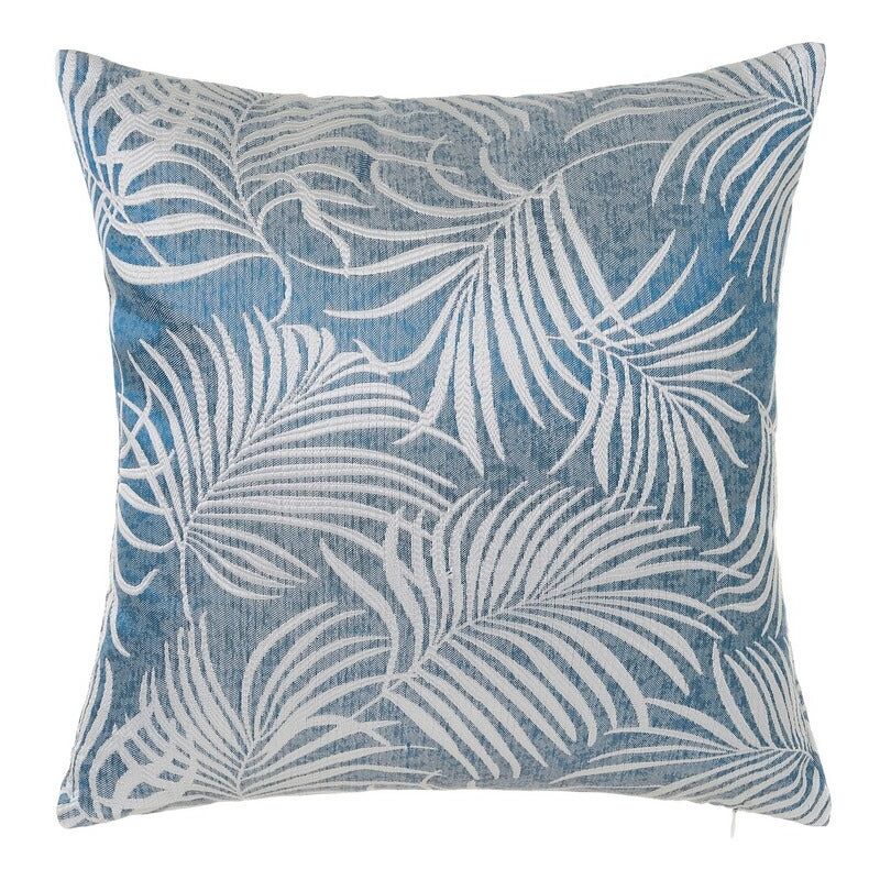 

Lolahome - Cojín hojas de palmera azul de poliéster de 45x45cm