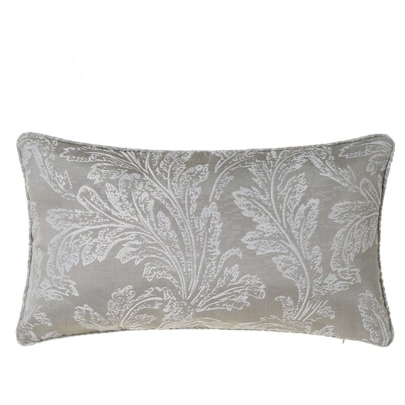 

Lolahome - Cojín hojas gris de Jacquard de 50x33 cm