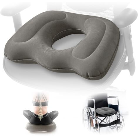 Cojín inflable con anillo en forma de rosquilla, cojín de aire portátil y ajustable para silla de oficina, coche y hogar, mayor comodidad para la espalda, la zona lumbar y la postura al sentarse, colo
