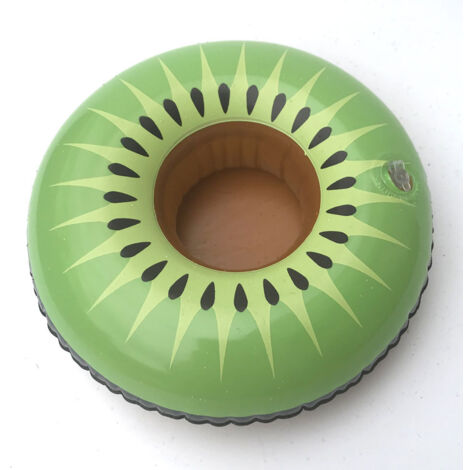 Cojín inflable para asiento de taza Kiwi que flota sobre el agua, funda de cola, portavasos, 22 x 20 cm
