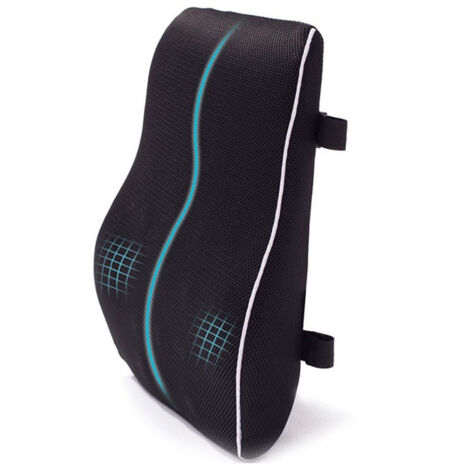 Cojín lumbar para silla de oficina, color negro (malla) con borde, 46 x 40 x 12 cm (6 cm)