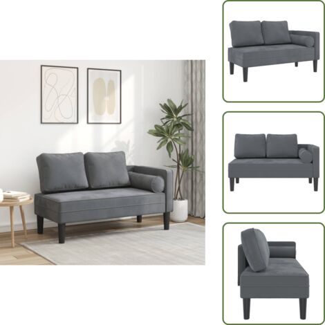 Cojín lumbar - vidaXL Sofá diván con cojines terciopelo gris oscuro - Sofá de espuma