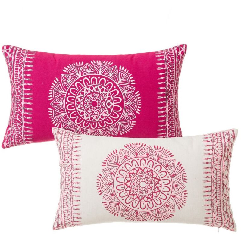 

Cojín mandala fucsia exótico de algodón y poliéster de 30x50 cm. Compra mínima 2 unid