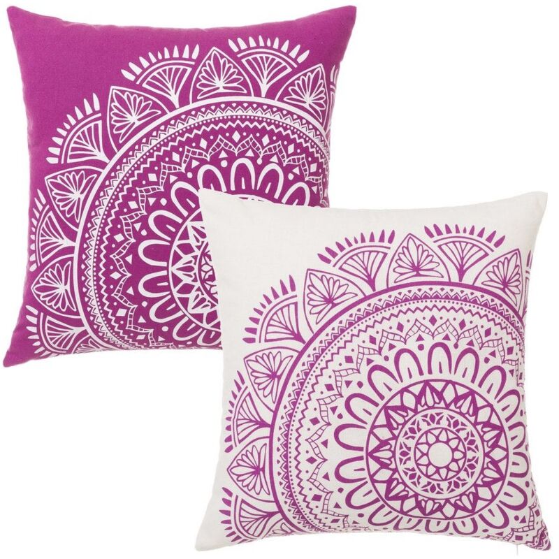 

Lolahome - Cojín mandala lila exótico de algodón y poliéster de 45x45 cm. Compra mínima 2 unid