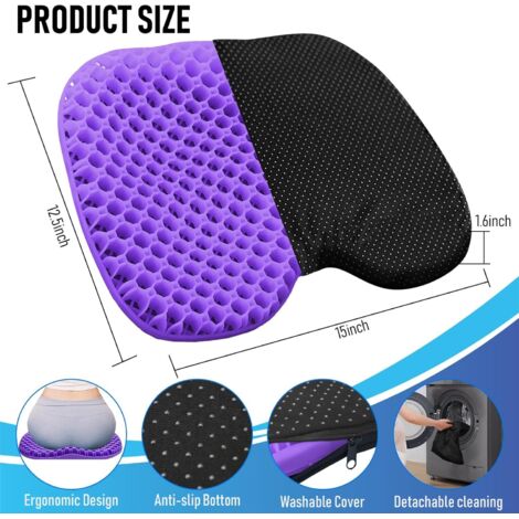 Cojín morado para asiento de kayak, asiento de kayak de gel grueso antideslizante e impermeable, alfombrilla de goma portátil para canoa/remo, apta para estadios, accesorios inflables para kayak de pe