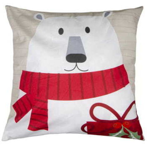 Cojín navideño 40x40 HoHoHo Oso de peluche blanco bonito