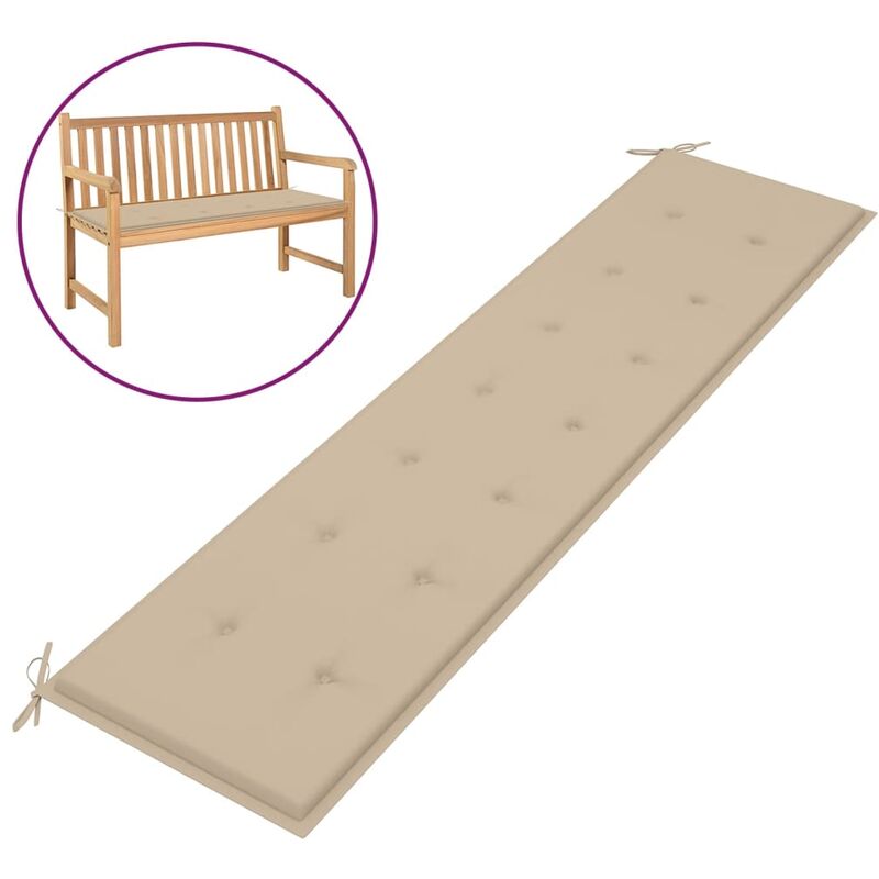

Cojín para banco de jardín beige 200x50x4 cm