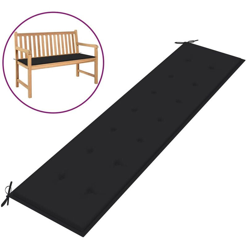 

Cojin para banco de jardin negro 200x50x4 cm