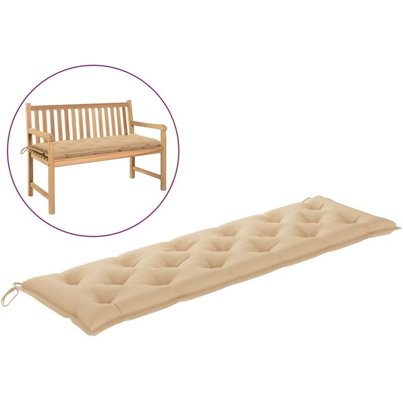 

Cojín para banco de jardín tela beige 180x50x7 cm