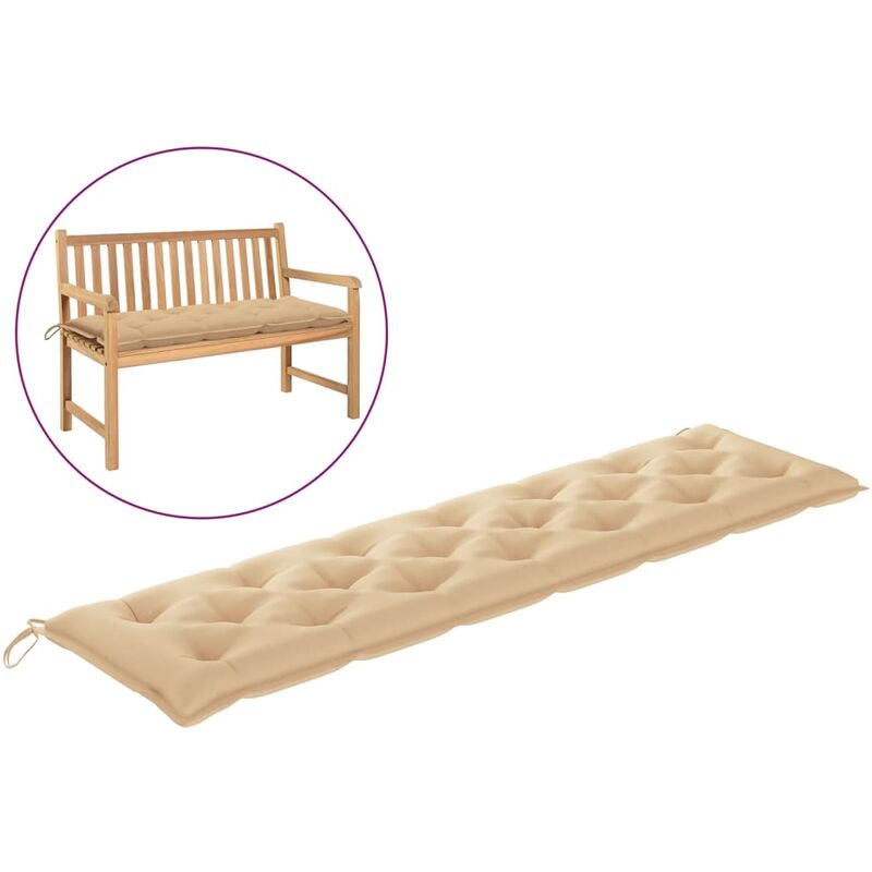 

Cojín para banco de jardín tela beige 200x50x7 cm