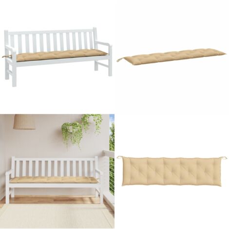 Cojín para banco de jardín tela beige melange 180x50x7 cm - Cojín exterior - Cojín de jardín