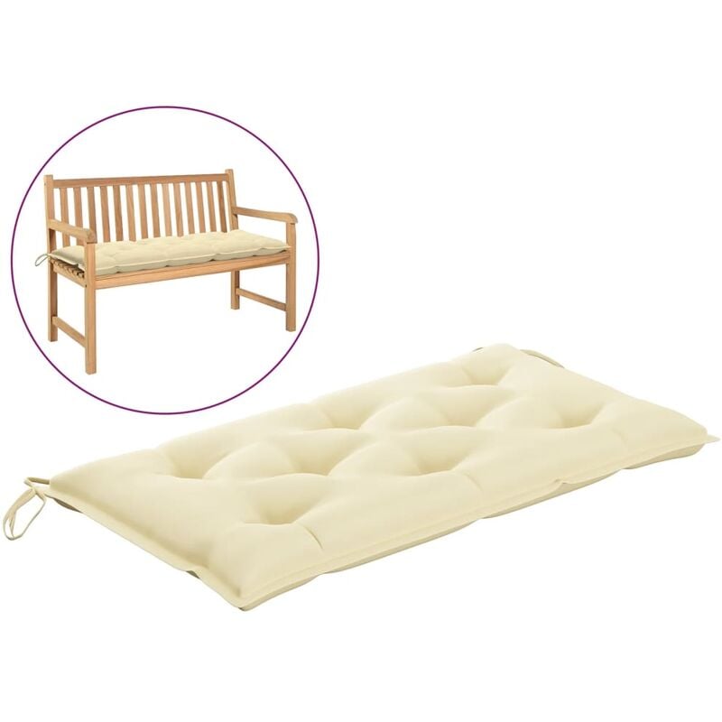 

Cojín para banco de jardín tela blanco crema 110x50x7 cm