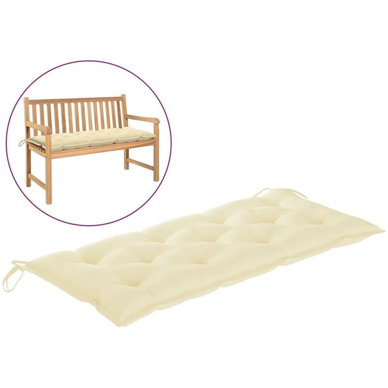 

Cojín para banco de jardín tela blanco crema 120x50x7 cm