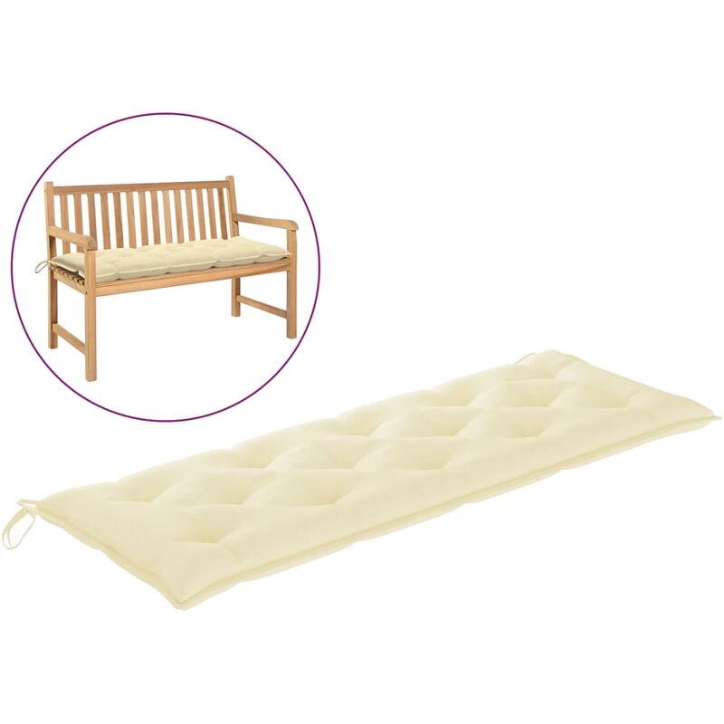 

Cojín para banco de jardín tela blanco crema 150x50x7 cm