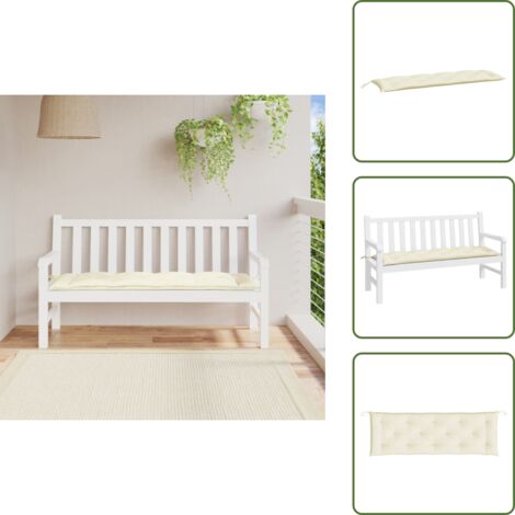 Cojín para banco de jardín tela blanco crema 150x50x7 cm