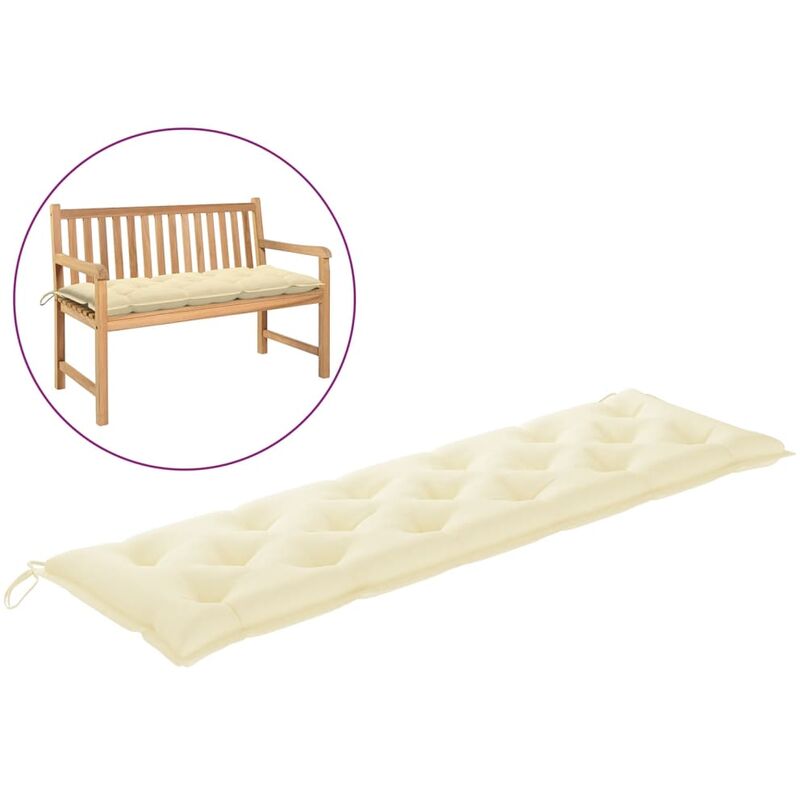 

Cojín para banco de jardín tela blanco crema 180x50x7 cm