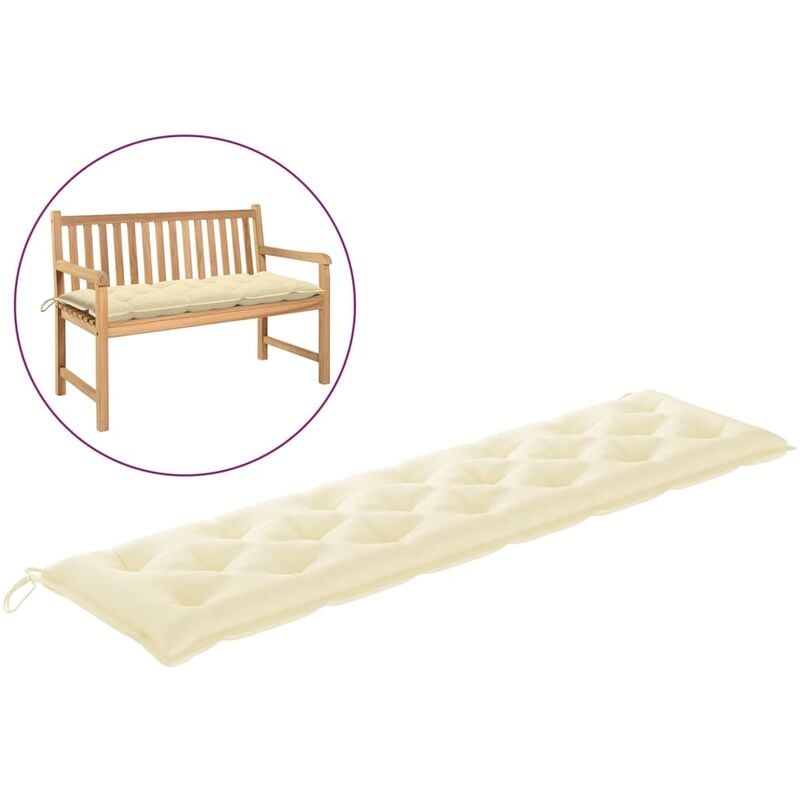 

Cojín para banco de jardín tela blanco crema 200x50x7 cm