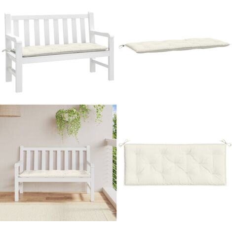 Cojín para banco de jardín tela crema melange 120x50x7 cm - Cojín exterior - Cojín para banco