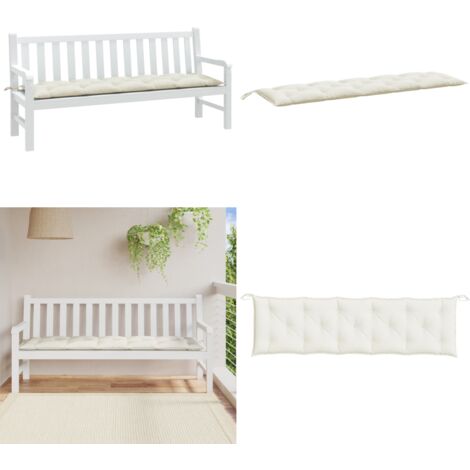 Cojín para banco de jardín tela crema melange 180x50x7 cm - Cojín para banco - Cojín exterior