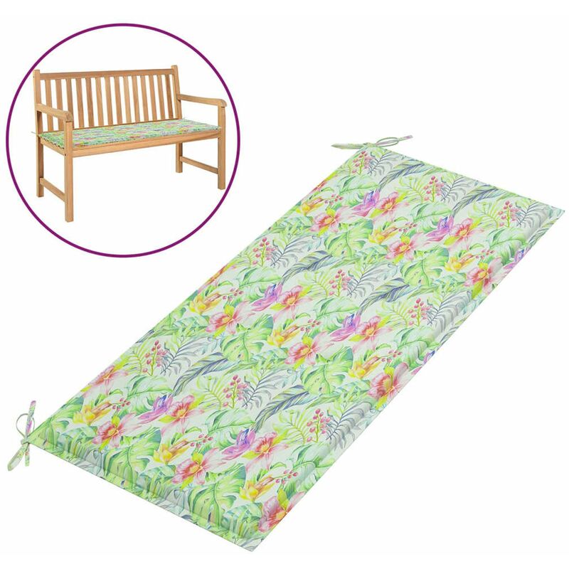 

Cojin para banco de jardin tela estampado de hoja 120x50x4 cm