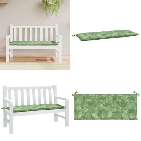 Cojín para banco de jardín tela estampado de hojas 120x50x7 cm - Cojín para banco - Cojín exterior