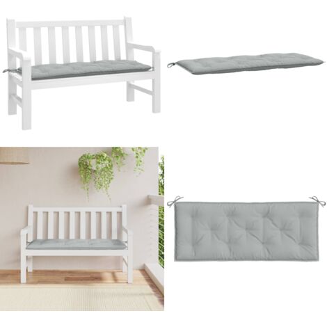 Cojín para banco de jardín tela gris claro melange 120x50x7 cm - Cojín para jardín - Cojín exterior