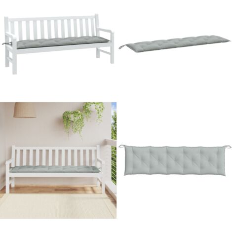 Cojín para banco de jardín tela gris claro melange 180x50x7 cm - Cojín exterior - Cojín para jardín