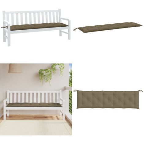 Cojín para banco de jardín tela gris taupe melange 180x50x7 cm - Cojín exterior - Cojín de jardín