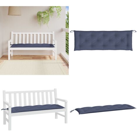 Cojín para banco de jardín tela Oxford azul marino 150x50x7 cm - Cojín exterior - Cojín para banco