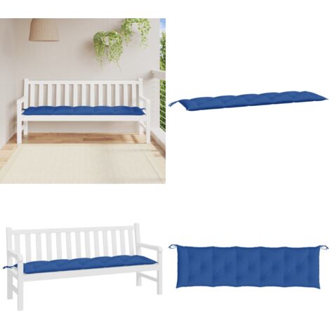 Cojín para banco de jardín tela Oxford azul real 180x50x7 cm - Cojín exterior - Cojín de jardín