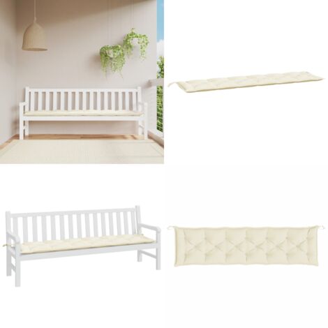 Cojín para banco de jardín tela Oxford crema 200x50x7 cm - Cojín exterior - Cojín de jardín