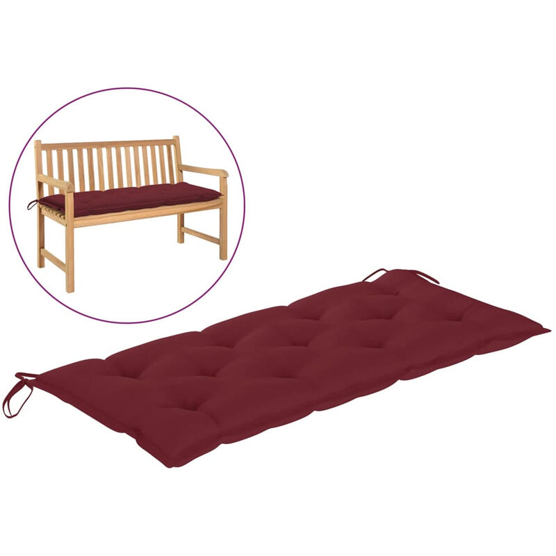 

Cojin para banco de jardin tela rojo vino tinto 120x50x7 cm