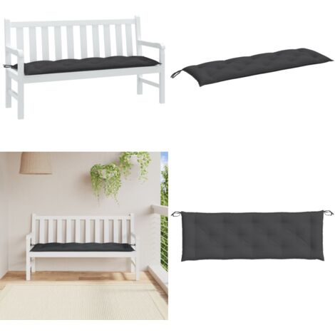 Cojín para banco jardín tela gris antracita melange 150x50x7 cm - Cojín para jardín - Cojín exterior