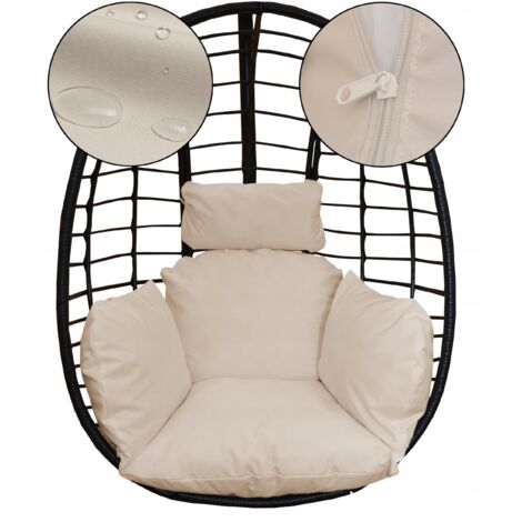 Cojín para columpio de jardín, silla colgante, capullo para dormir, impermeable, reposacabezas, beige