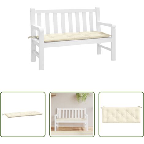 Cojín para exterior -  Cojín de banco de jardín tela Oxford crema 120x50x7 cm