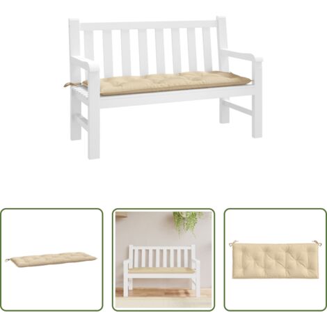 Cojín para exteriores -  Cojín de banco de jardín tela Oxford beige 120x50x7 cm