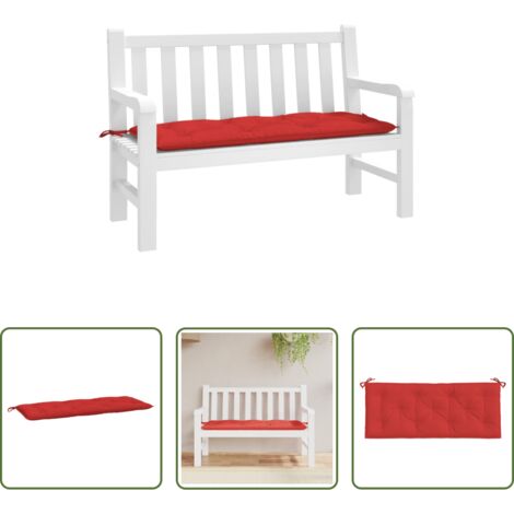 Cojín para exteriores -  Cojín de banco de jardín tela Oxford rojo 120x50x7 cm
